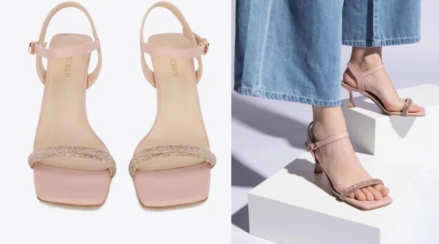 Women's sandals with shiny strap pink