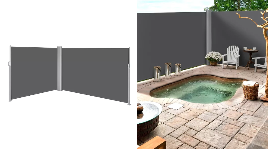 Yaheetech Awning Double Retractable Screen for Privacy Patio Garden | Oglooks