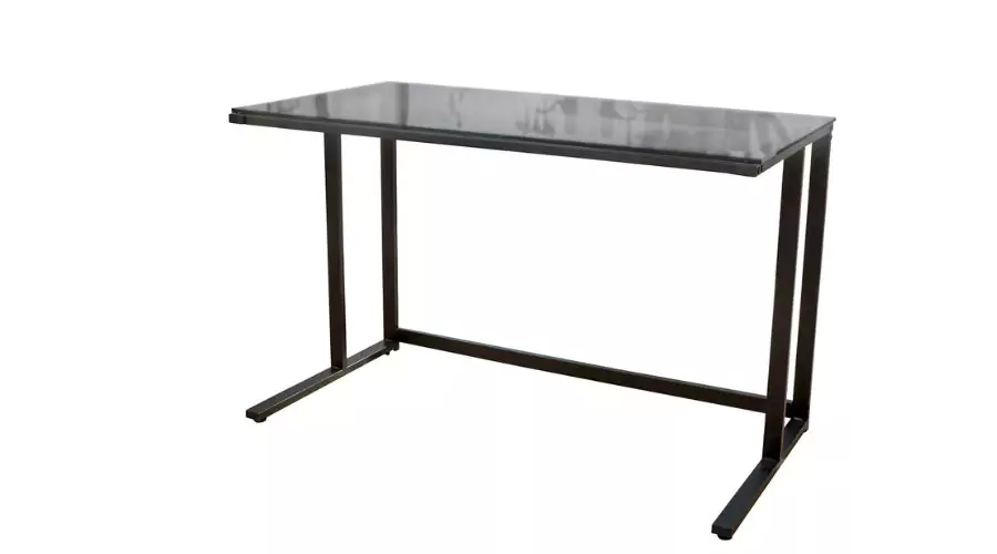 Eghan Glass Computer Desk Black - Christopher Knight Home: Tempered Surface, Modern Office Furniture, Metal Frame