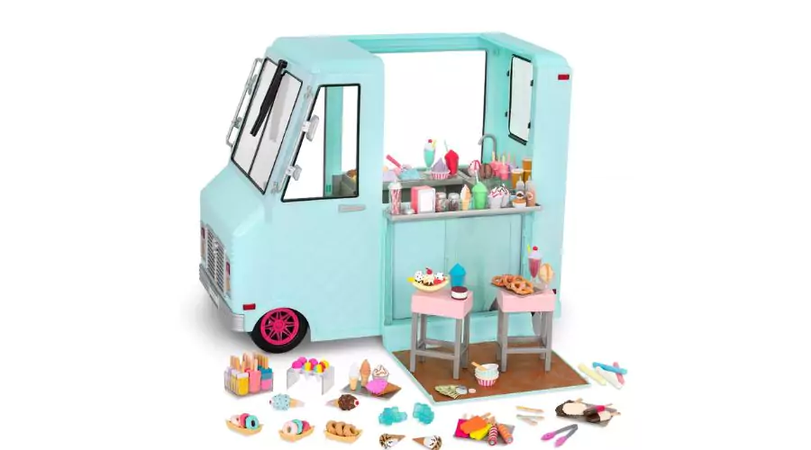 Ice Cream Truck with Electronics for Dolls- Blue