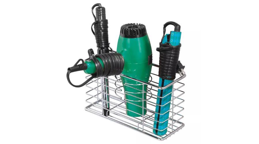 mDesign Steel Wall Mount Hair Dryer Storage Organizer Basket Holder | Oglooks
