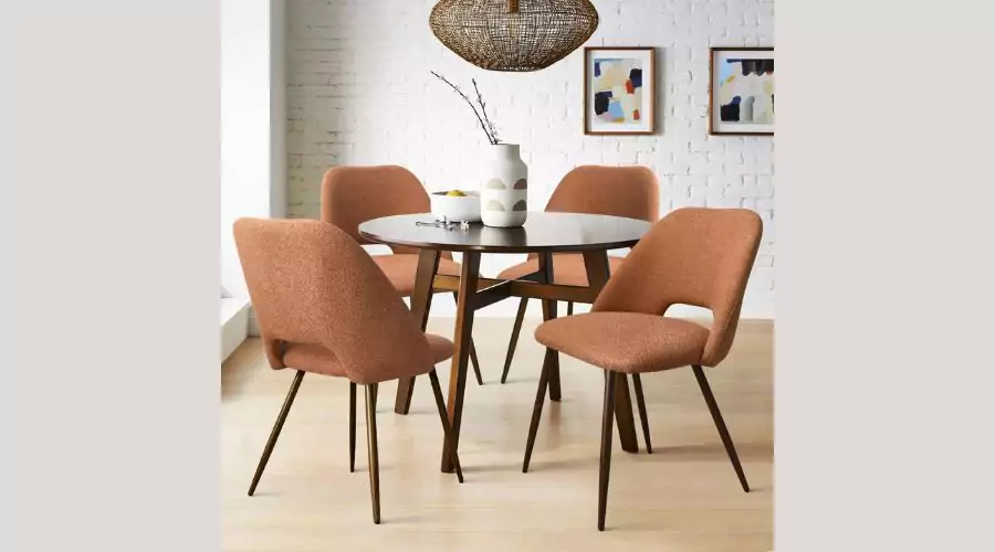 Set of 4 Edwin Upholstered Side Chair Walnut Legs -Maison Boucle