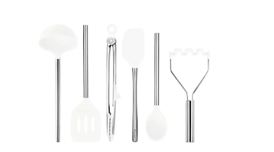 Tovolo 6pc Silicone and Stainless kitchen utensils in white