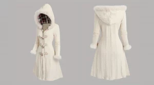 Women’s Y2K Style Plaid Knit Hooded Coat