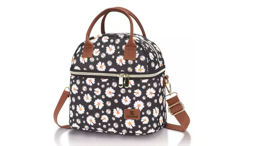 Double Layered Insulated, Tote, Hand Washable Women’s Lunch Bag with Detachable Strap