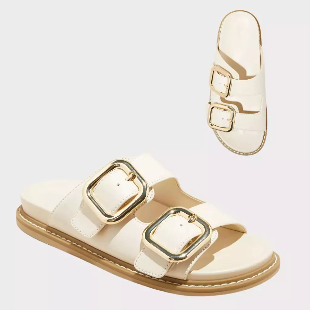 Universal Thread Women's Collin Double Buckle Footbed Sandals