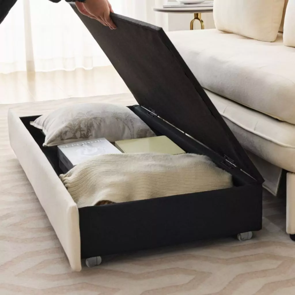 Beige Convertible Straight Sofa Bed
