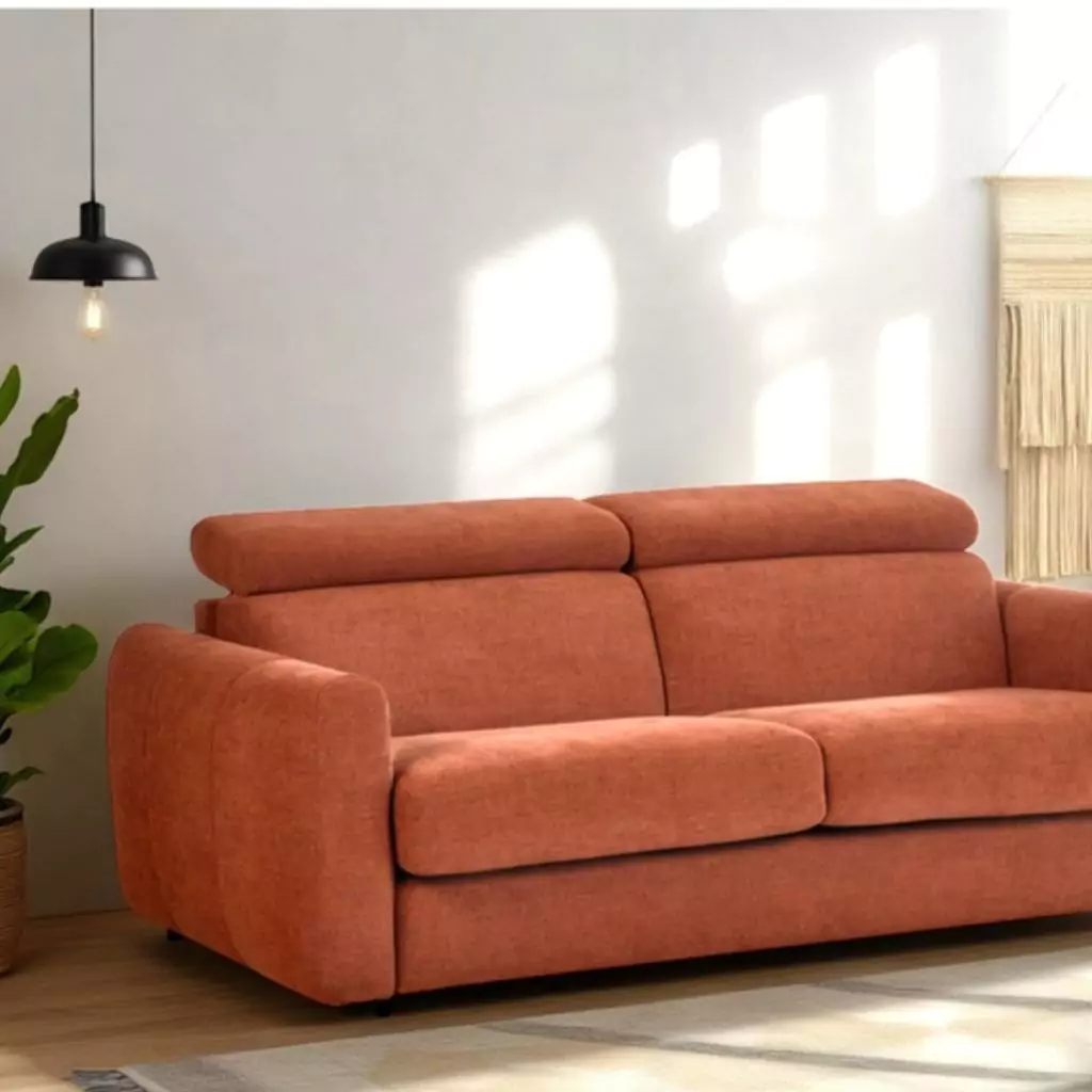 Alessia Terracotta Straight Convertible Sofa Bed