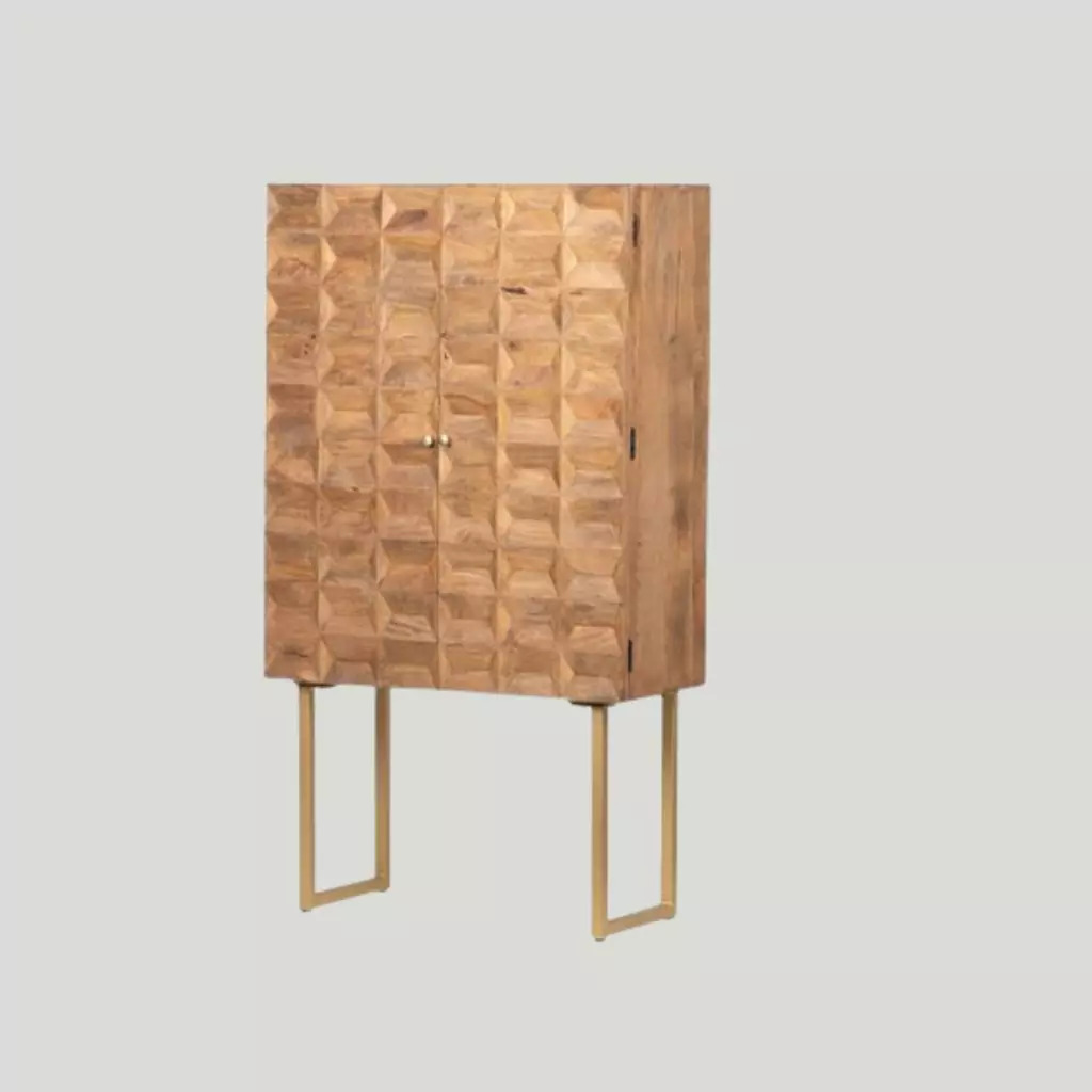 High Cabinet Wood Mango-metal 88x40x160 Cm