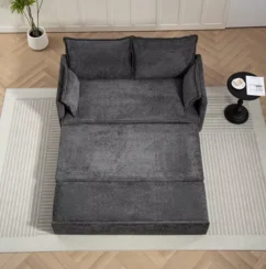 59.5 Corduroy Sleeper Sofa Bed, Convertible Pull-Out Couch with Smart features