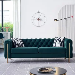 84 Mid-century Modern Couch Lounge Sofa Comfy Upholstered Deep Seat Sofa with Metal Legs