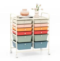 Costway 12 Drawers Rolling Cart Storage Scrapbook Paper Studio Organizer Bins Macaron