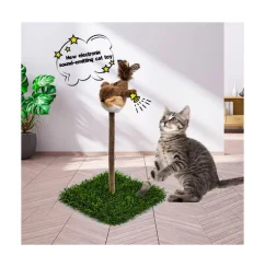 Interactive Spiral Spring Bird Cat Toy – Feather Teaser with Chirping Sound, Realistic Bird Design for Indoor Cats & Kittens, Self-Play Exercise Toy
