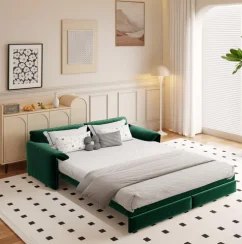 KTMBDW 3 in 1 Sofa Bed, 66 Inch Convertible Pull Out Couch, Loveseat Sleeper Sofa, Sofa Couches for Living Room