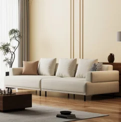 Luck Live fabric sofa, mid-century modern, with cushions, with pillows, suitable for living room