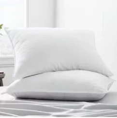 Set of 2 Cooling Gel Fiber Bed Pillows With 100% Cotton Cover