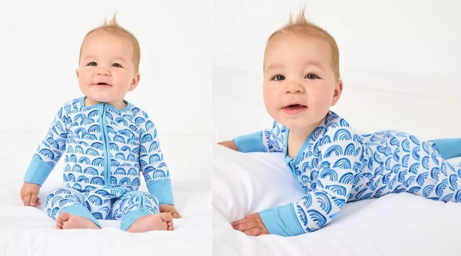 Blue Rainbow Bamboo Zip Romper Sleeper