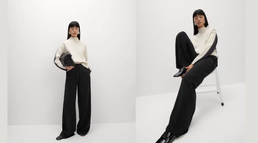 Crepe Elasticated Waist Wide Leg Trousers (1)