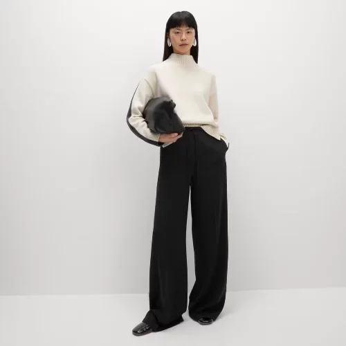 Crepe Elasticated Waist Wide Leg Trousers