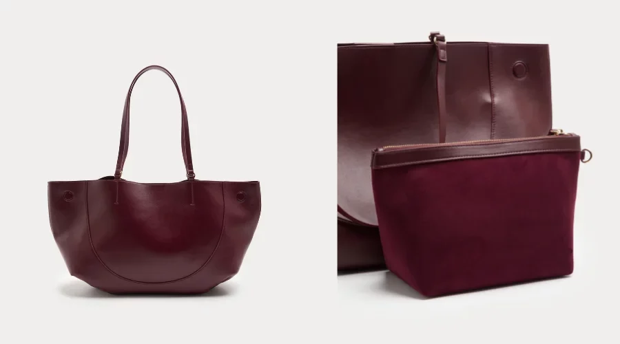 Faux Leather Stitch Detail Tote Bag (1)