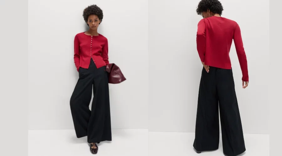 Flannel Pinstripe Palazzo Trousers (1)