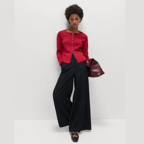 Flannel Pinstripe Palazzo Trousers