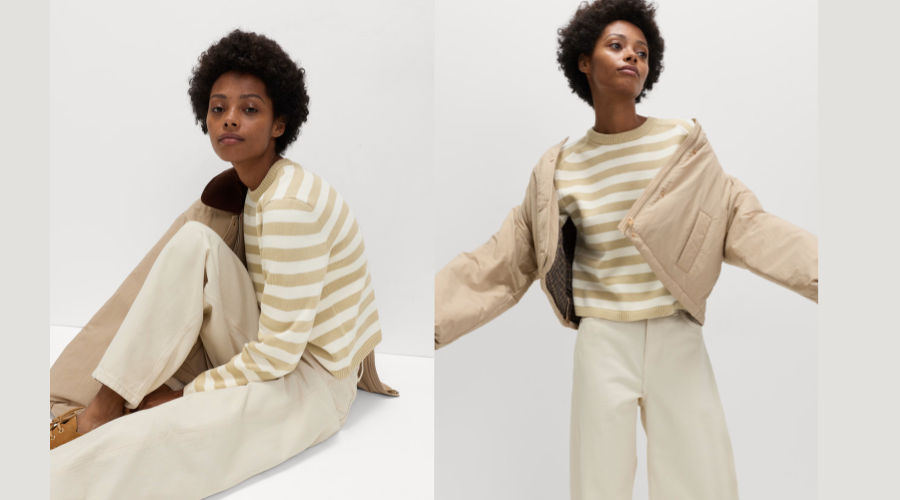 M&S Cotton Rich Striped Cropped Jumper (1)