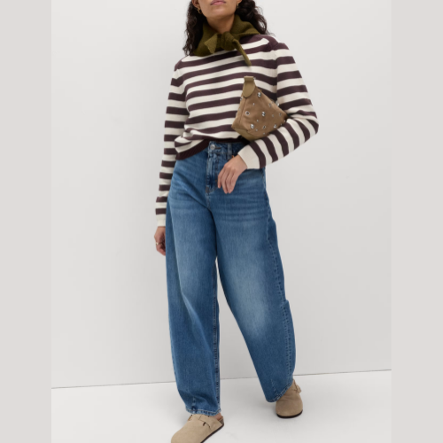 M&S Cotton Rich Striped Cropped Jumper (2)