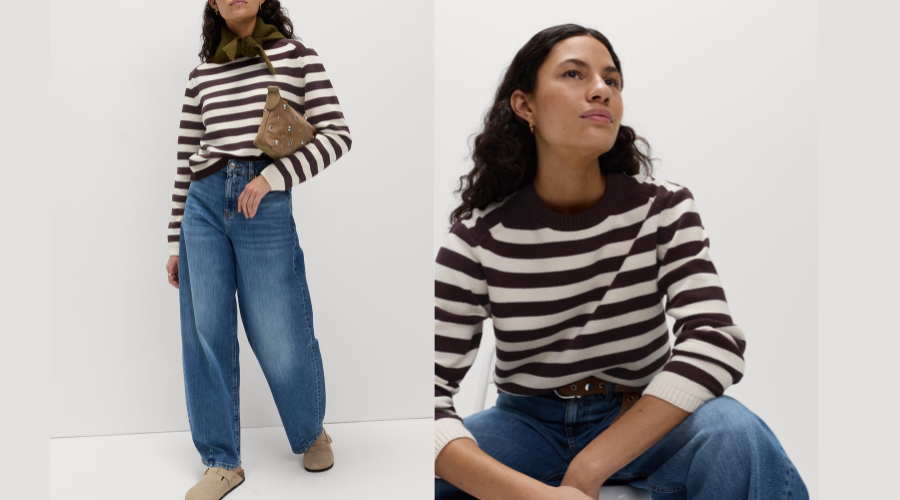 M&S Cotton Rich Striped Cropped Jumper (3)
