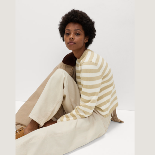 M&S Cotton Rich Striped Cropped Jumper