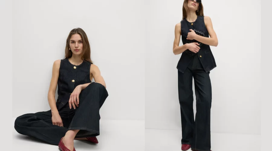 M&S High Waisted Smart Wide Leg Jeans (1)