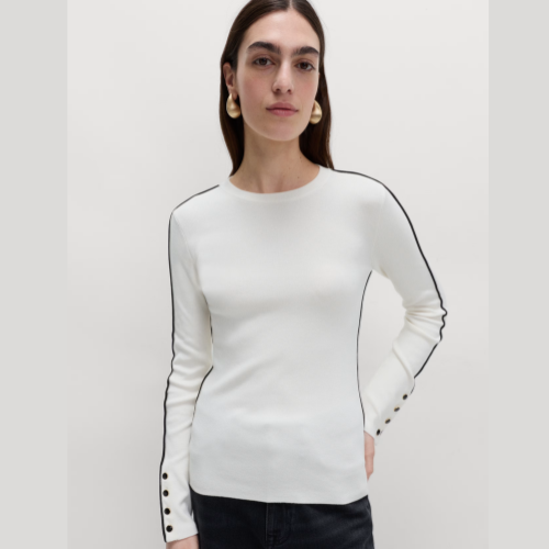M&S Ribbed Crew Neck Tipped Detail Jumper