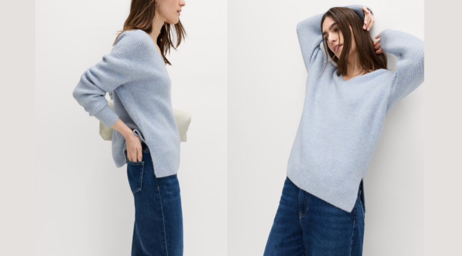M&S V-Neck Ribbed Jumper With Wool (1)