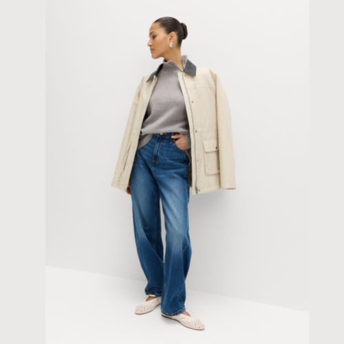 M&S Zip Funnel Neck Relaxed Longline Jumper