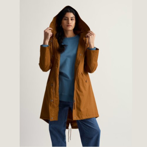 Seasalt Cornwall Linen Rich Waterproof Hooded Longline Coat