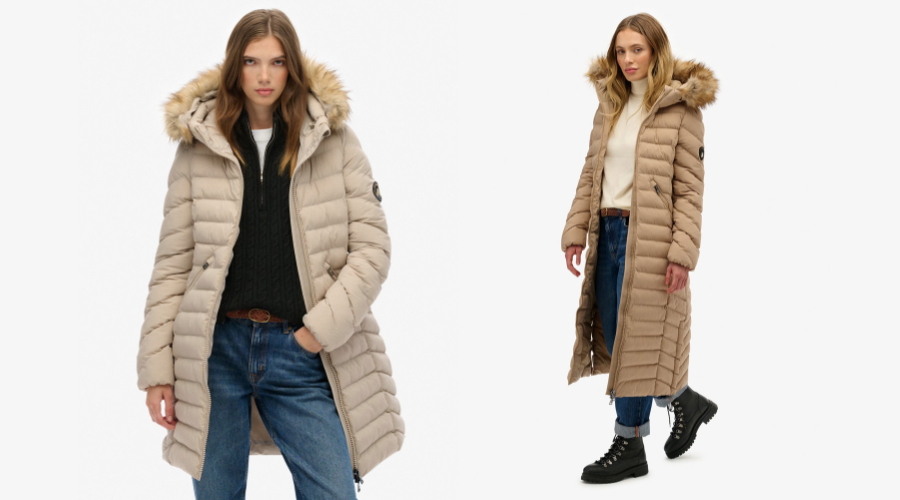 Superdry & Co Hooded Funnel Neck Longline Puffer Jacket (1)
